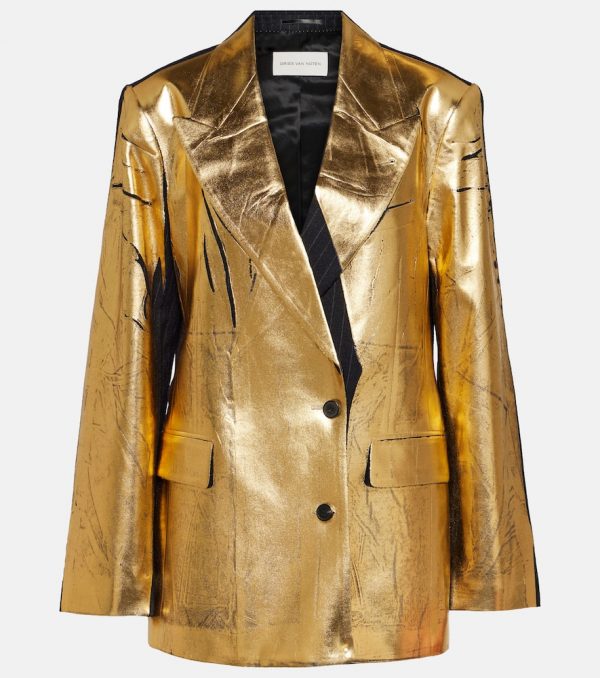 Dries Van Noten Gold-foiled pinstripe blazer