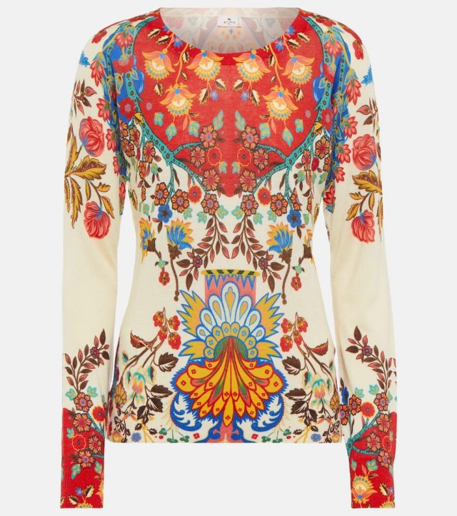 Etro Printed silk and cashmere sweater