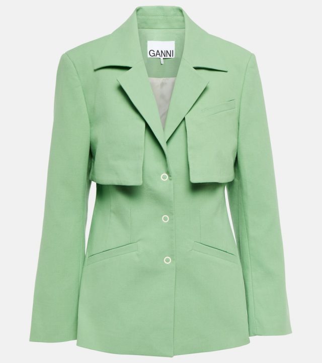 Ganni Single-breasted cotton canvas blazer