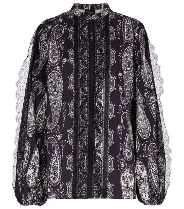 Giambattista Valli Lace-trimmed paisley cotton blouse