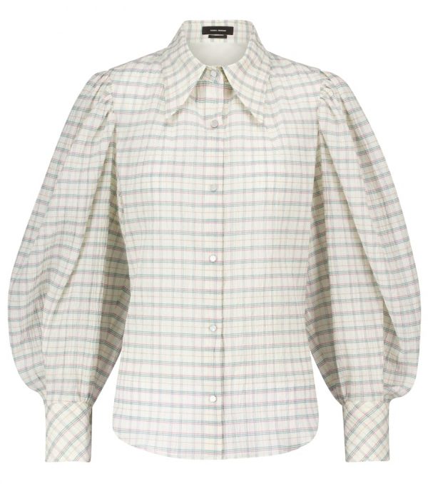 Isabel Marant Fanua cotton and silk checked blouse