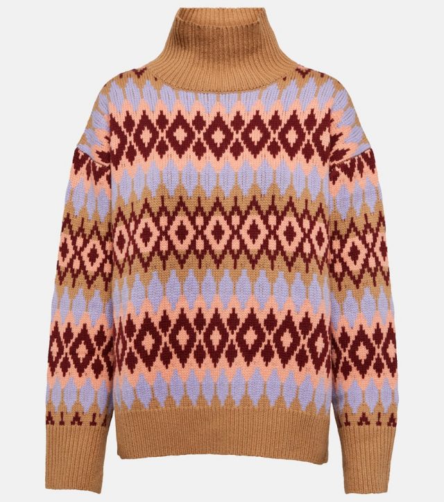 Jardin des Orangers Intarsia wool and cashmere turtleneck sweater