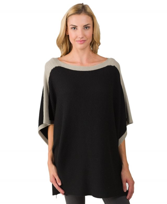 Jennie Liu Women's 70% Merino 30% Cashmere Blend Thermal Knitted Duster Sweater - Black