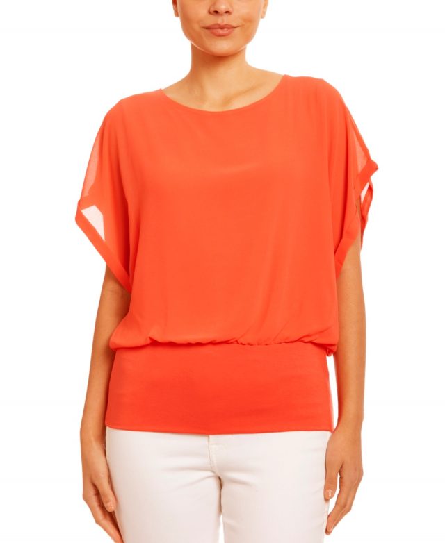 Joseph A Women's Dolman Short Sleeve Chiffon Blouse - Pureed Pumpkin