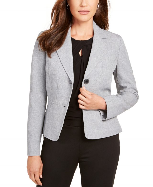 Kasper Two-Button Blazer, Regular & Petite Sizes - Grey/Black
