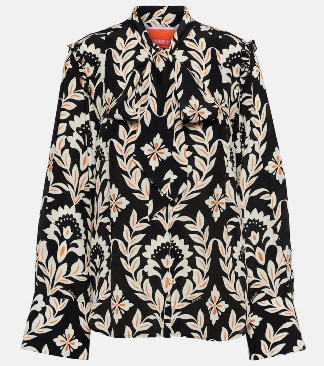 La DoubleJ Ascot printed crêpe de chine blouse