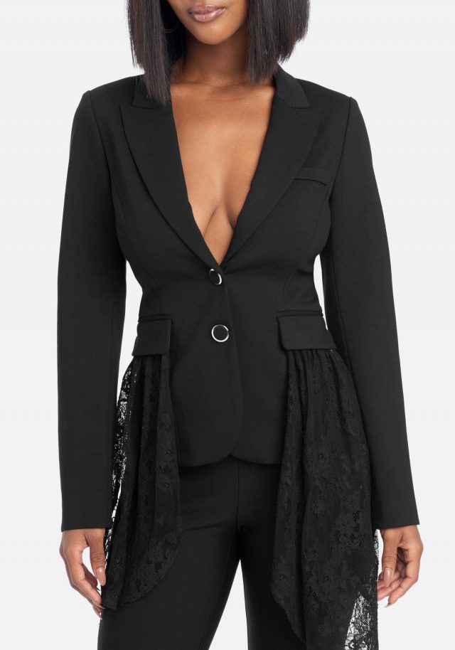 Lace Drape Detail Blazer