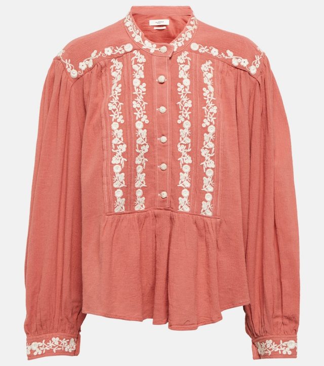 Marant Etoile Giovana embroidered cotton blouse