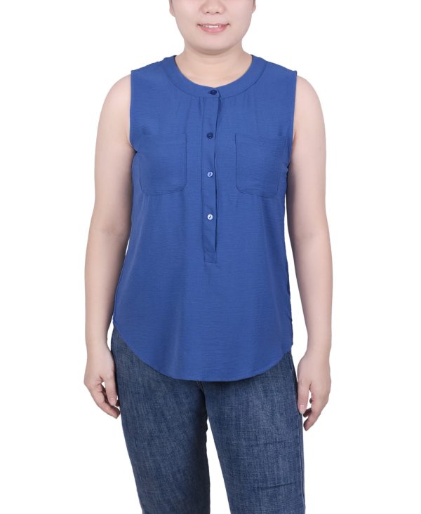 Ny Collection Petite Sleeveless Air Flow Blouse - True Navy