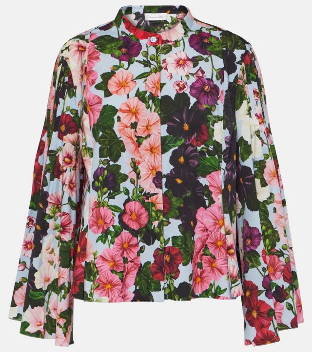 Oscar de la Renta Printed cotton-blend blouse