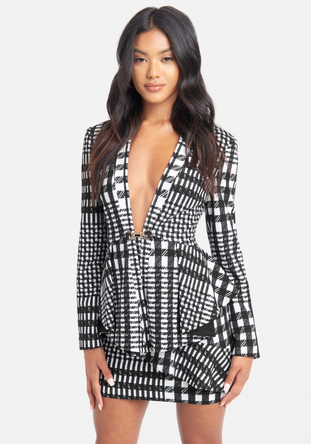 Printed Peplum Blazer Jacket
