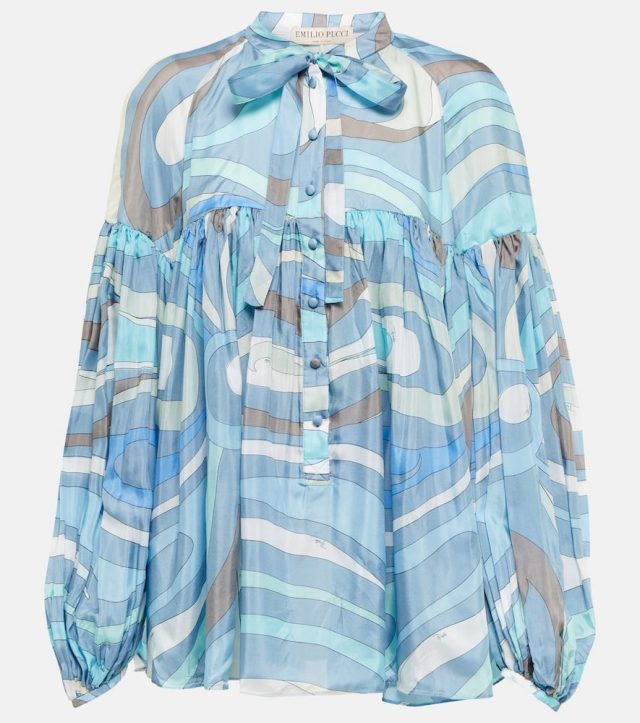 Pucci Printed silk charmeuse blouse