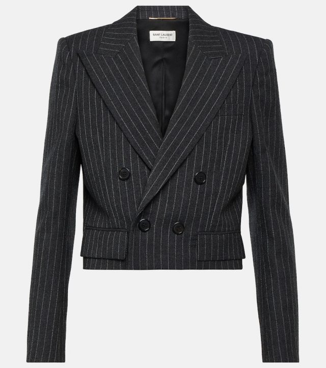 Saint Laurent Pinstripe cropped wool blazer