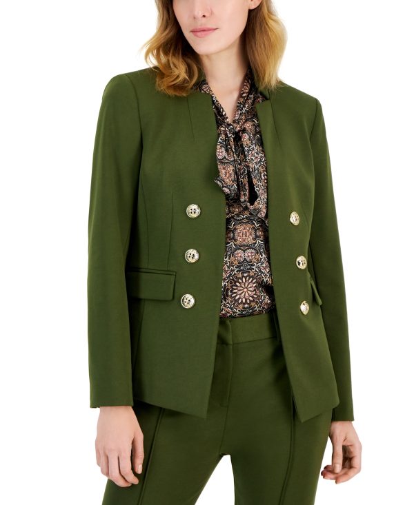 Tahari Asl Women's Ponte Faux-Double-Breasted Blazer - Olive