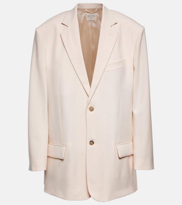Tod's Leather-trimmed wool blazer