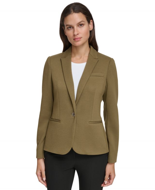 Tommy Hilfiger Women's One-Button Blazer - Dark Olive