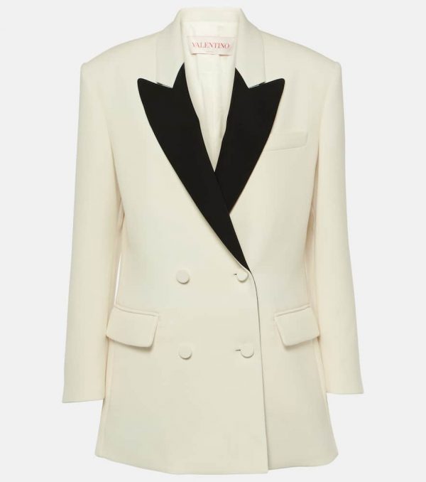 Valentino Double-breasted wool-blend crêpe blazer