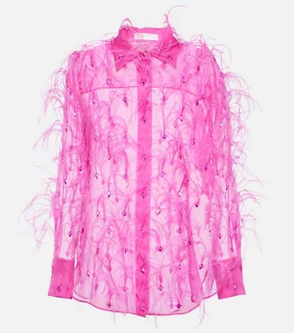 Valentino Embroidered silk organza blouse