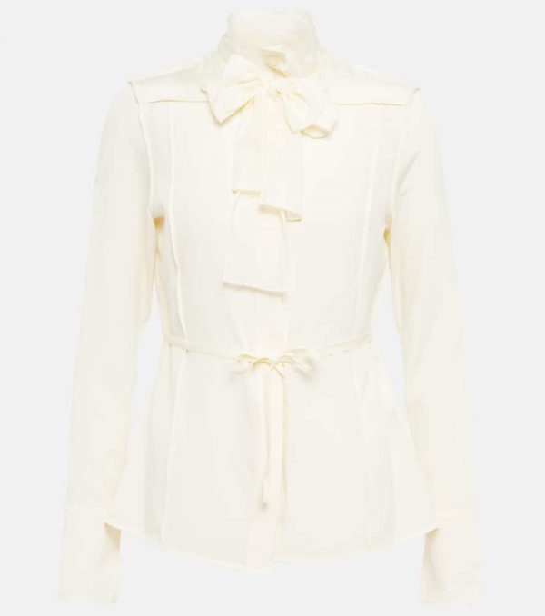 Victoria Beckham Tie-neck silk crêpe de chine blouse