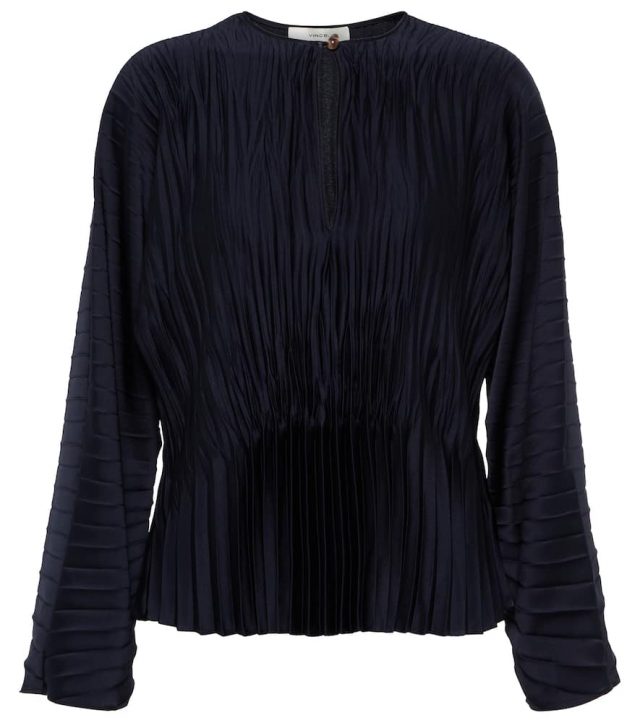 Vince Pleated satin blouse