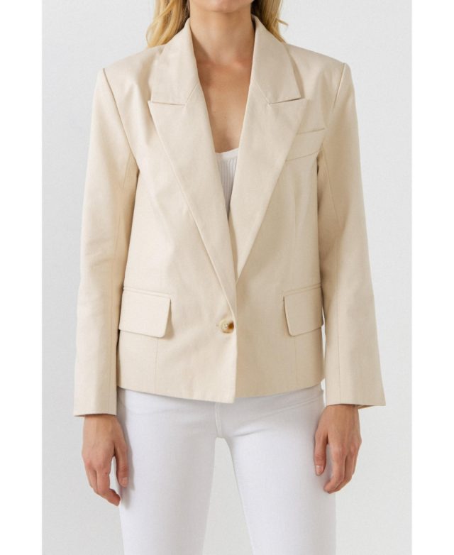 Women's One Button Blazer - Beige
